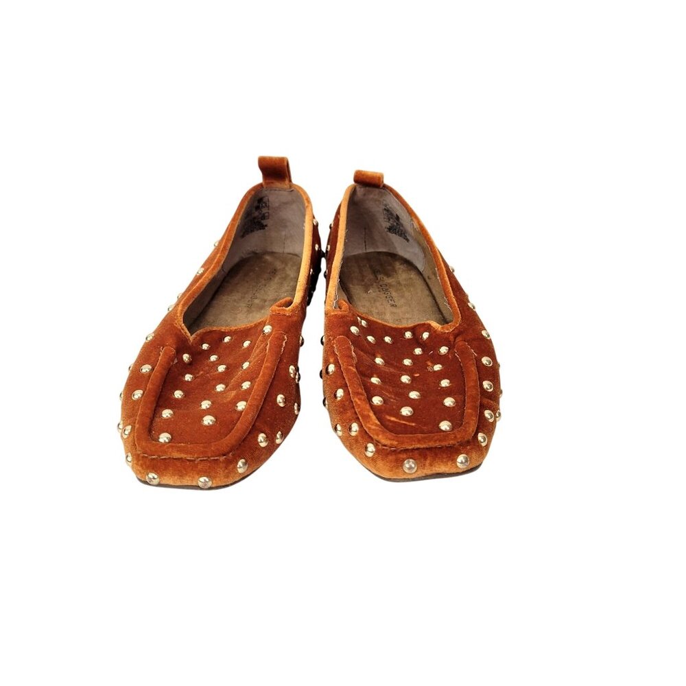 Kelsi Dagger Women's Velvet Loafers Finley Studded Square Toe Flats In Burnt Ora - Picture 8 of 9
